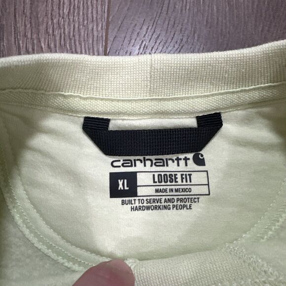 Carhartt Pastel Lime Crewneck Sweatshirt Loose Fit Sleeve Graphic Men's Size XL - Picture 4 of 5